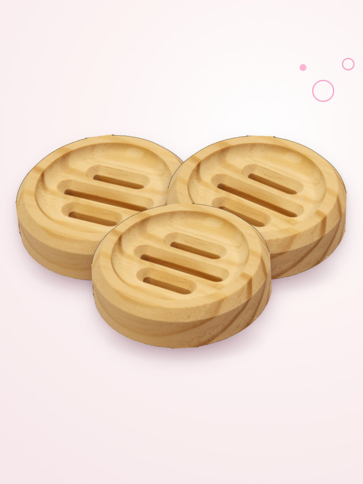 Three SoapCouch circle pine soap dishes